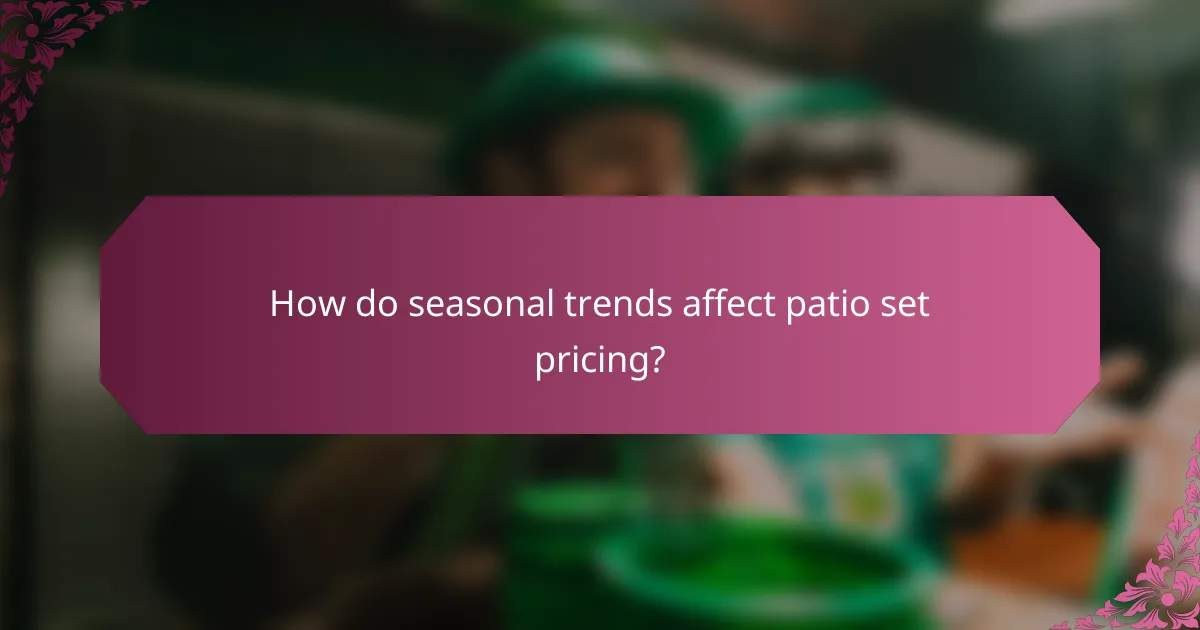 How do seasonal trends affect patio set pricing?